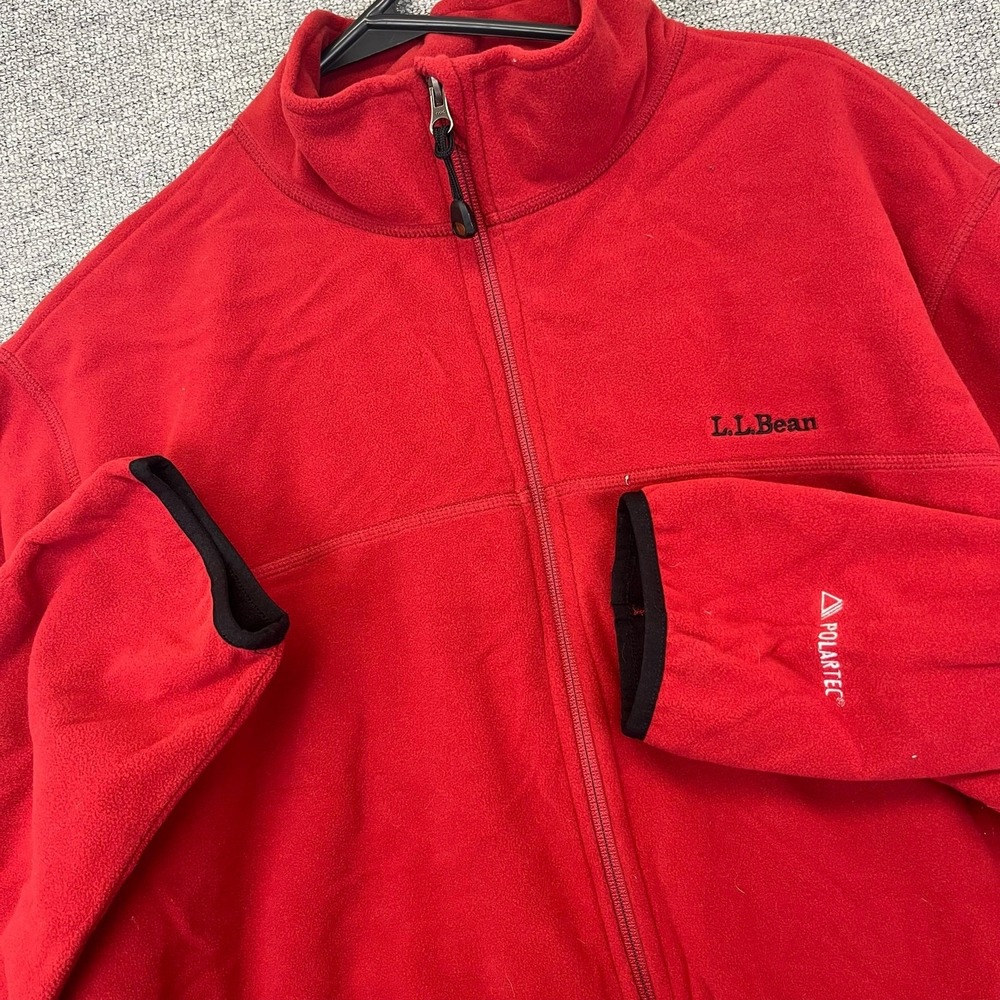 LL Bean Jacket Fleece Red Polartec Warm Fleece Full Zip Winter Hiking Gorpcore
